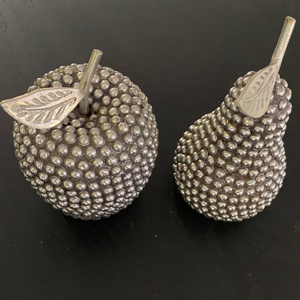 Silver Decorative Pear and Apple Set